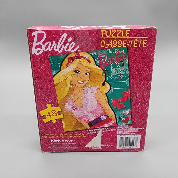 Barbie 48 Piece Puzzle Glam Style Pink Box 2013 Mattel Cardinal Complete - Picture 3 of 4